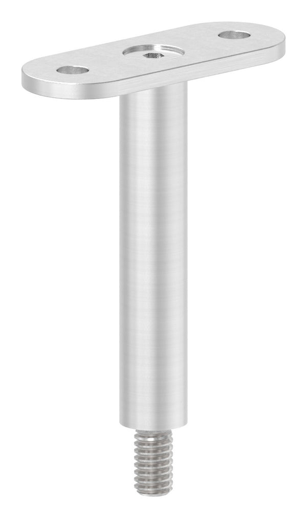 Stift ø 14mm mit M8 Gewinde und Halteplatte für Vierkant-Rohr, Höhe 78mm