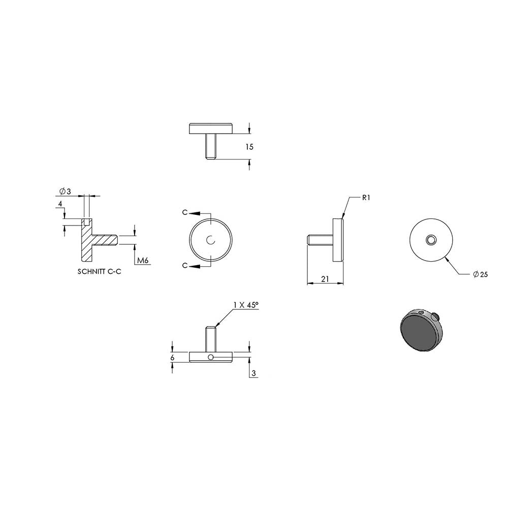 Querstabhalter-Glashalter, für Stab ø 16 mm, für 6-12,76mm Glas