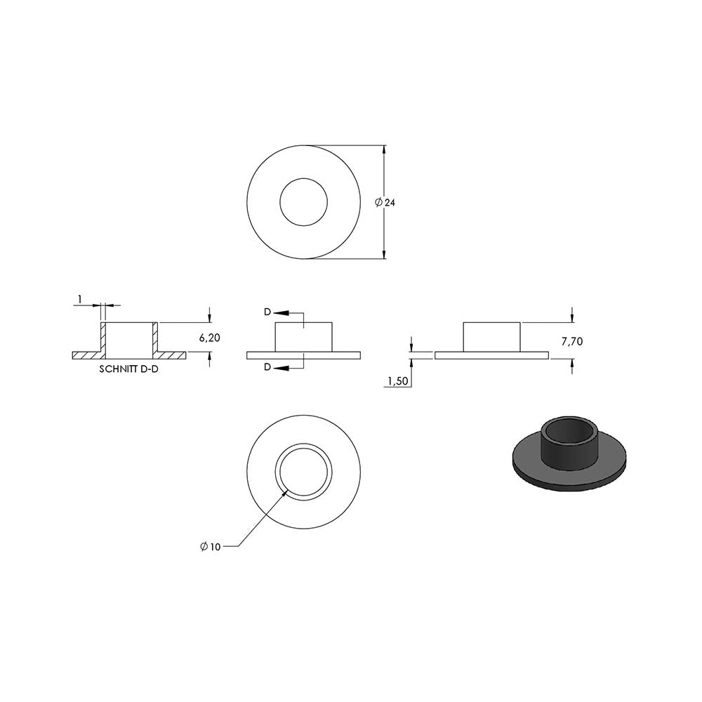 Querstabhalter-Glashalter, für Stab ø 16 mm, für 6-12,76mm Glas