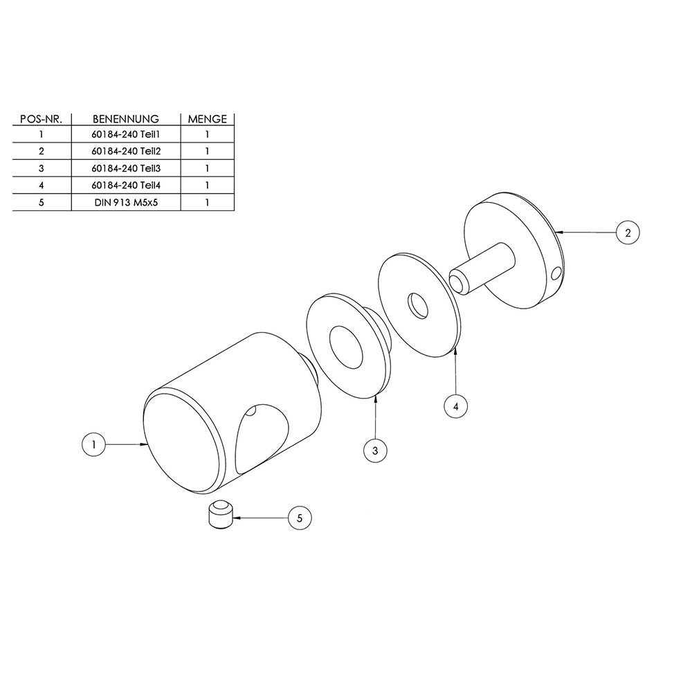Querstabhalter-Glashalter, für Stab ø 16 mm, für 6-12,76mm Glas