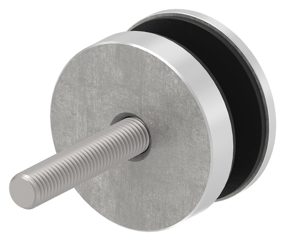 Glas-Punkthalter ø 52mm für Glasstärken 6,00-21,52mm, flacher Anschluss, aus V4A Edelstahl, mit AbP