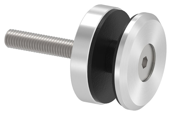 Glas-Punkthalter ø 52mm für Glasstärken 6,00-21,52mm, flacher Anschluss, aus V4A Edelstahl, mit AbP