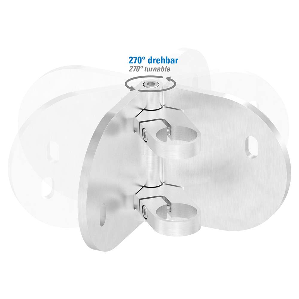 Flexibler Eck-Wandanker, mit Platte 304 x 150 x 10mm, für 42,4mm Rohr