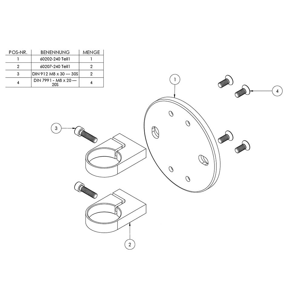 Wandanker zum Spannen, mit Platte 150 x 10mm, für 48,3mm Rohr