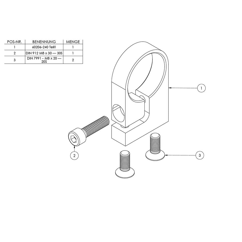 Edelstahl-Spannring, für Rohr ø 42,4mm, Wandabstand 35mm