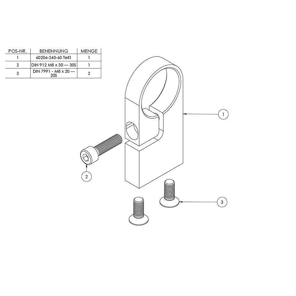 Edelstahl-Spannring, für Rohr ø 42,4mm, Wandabstand 60mm