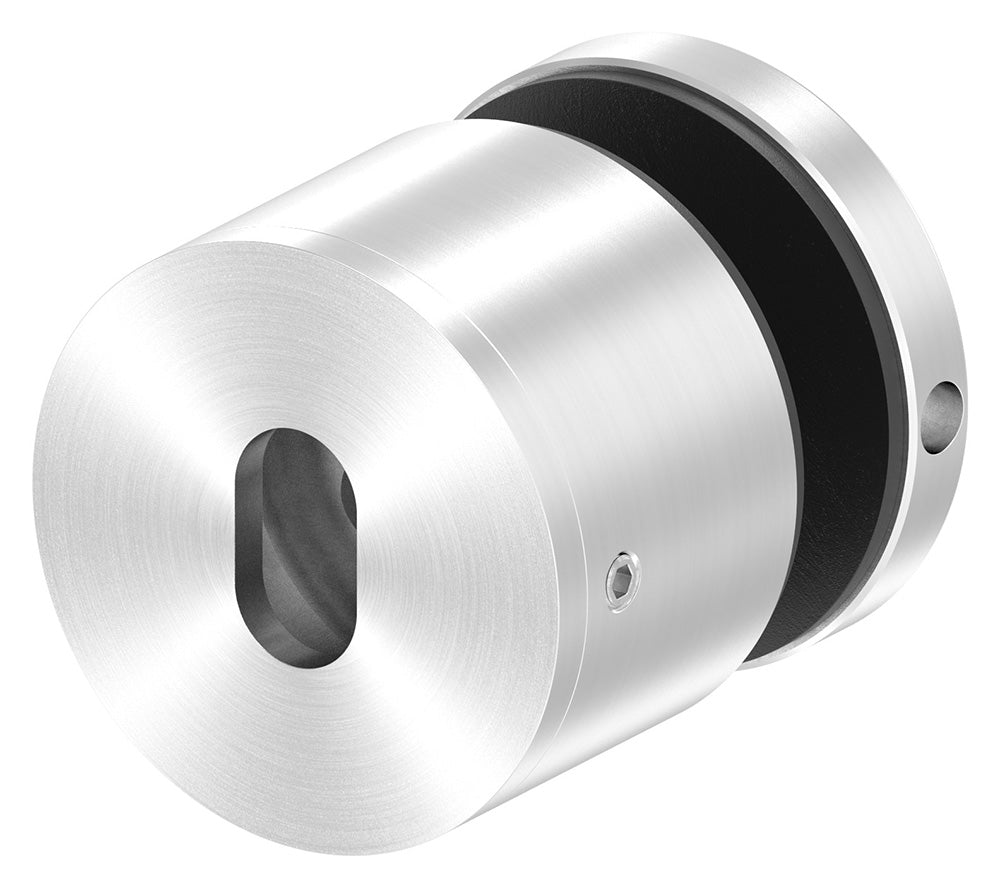 Glas-Punkthalter ø 52mm mit verstellbarem Wandabstand, für Glasstärken 12,0-25,52mm, mit Langloch zur Montage, mit AbP