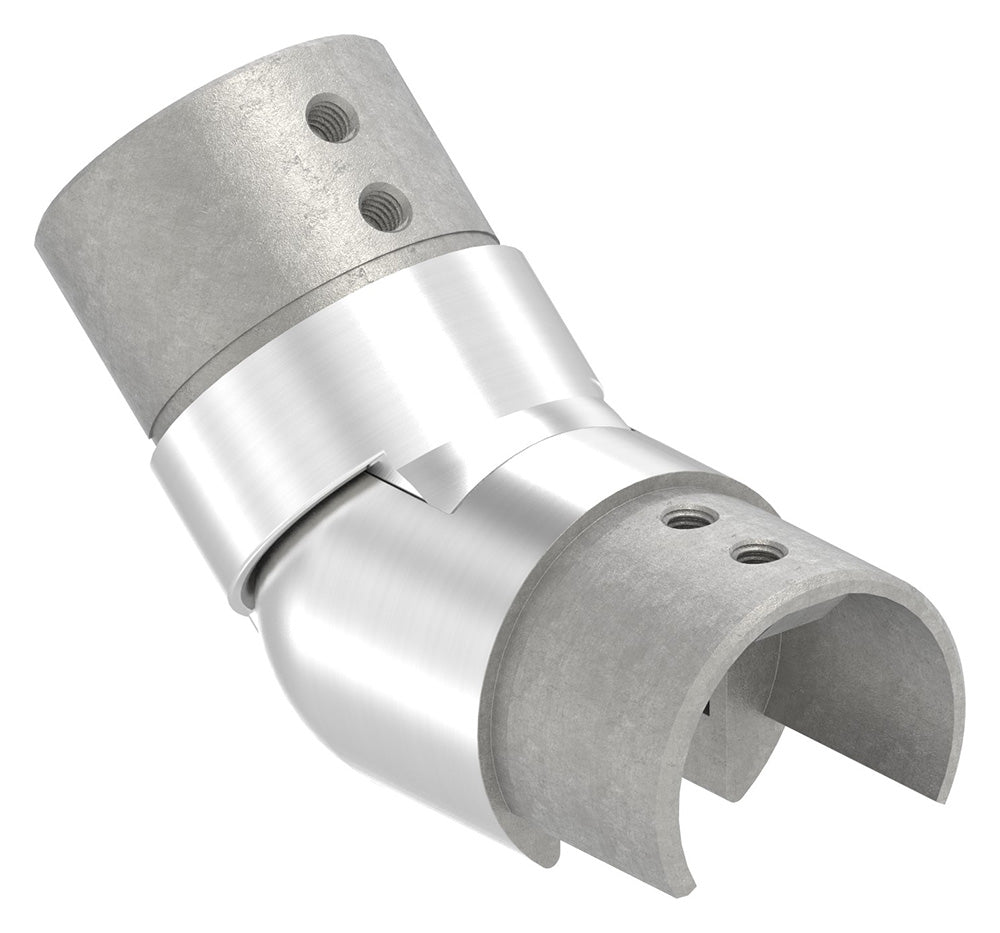 Rohrverbinder aufwärts, flexibel 25 - 55°, für Glasleistenrohr ø 48,3 x 1,5mm, V2A