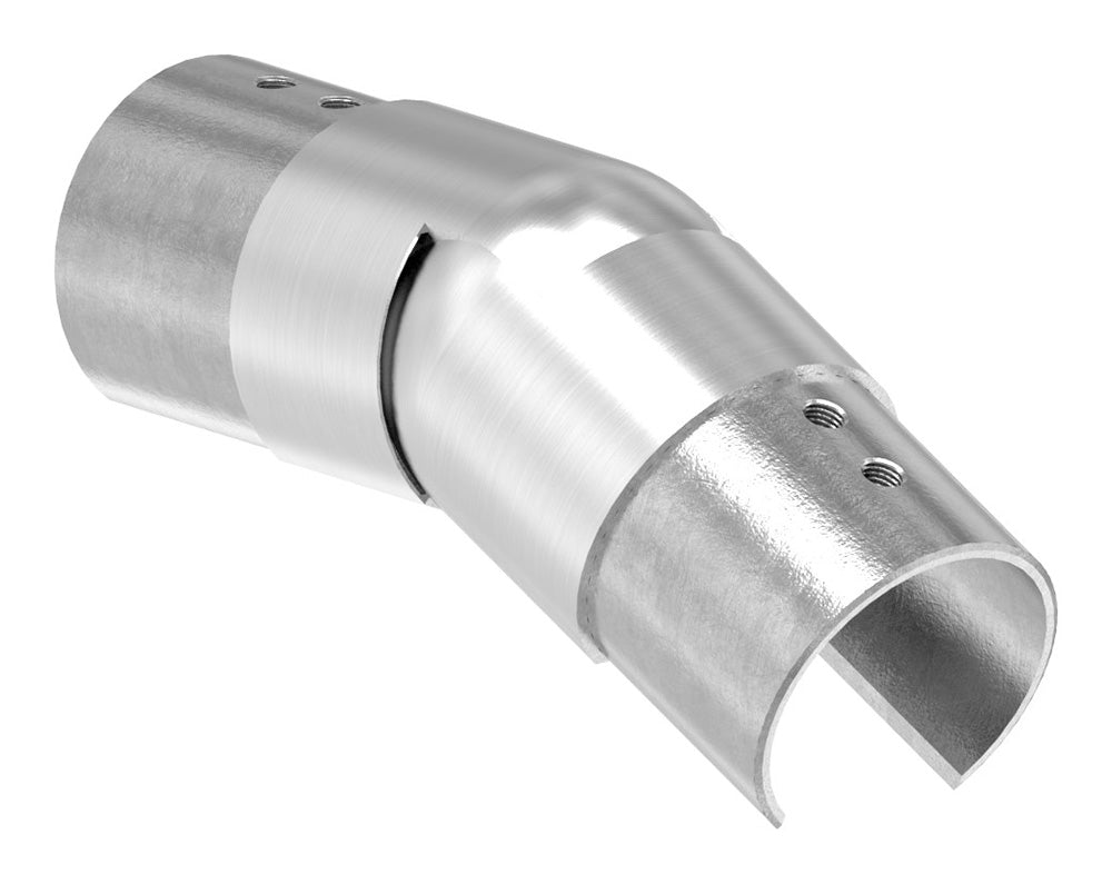 Rohrverbinder abwärts, flexibel 25 - 55°, für Glasleistenrohr ø 42,4 x 1,5mm, V2A