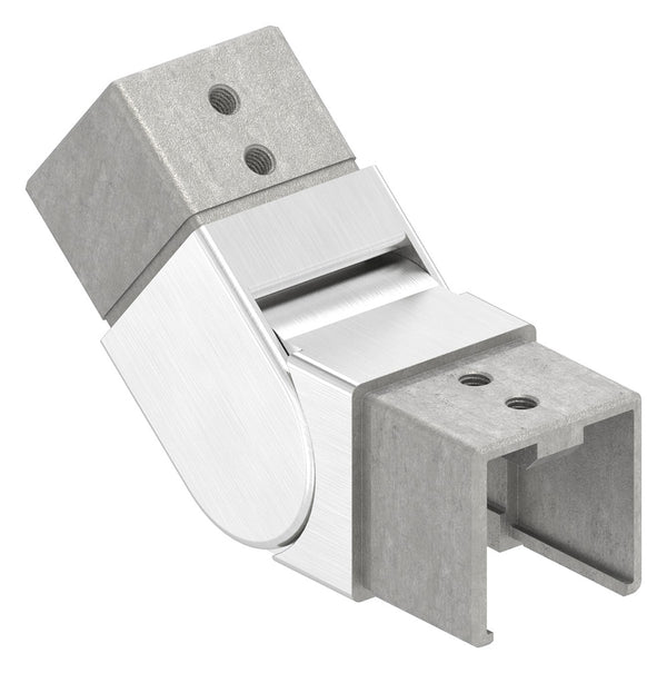 Rohrverbinder aufwärts, flexibel 25 - 55°, für Glasleistenrohr 40 x 40 x 1,5mm, V4A
