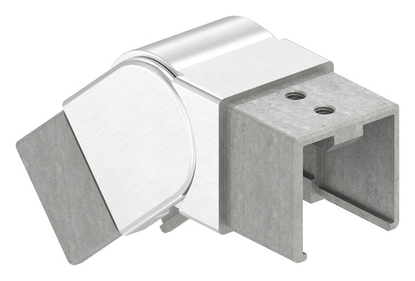 Rohrverbinder abwärts, flexibel 25 - 55°, für Glasleistenrohr 40 x 40 x 1,5mm, V4A