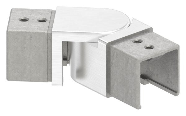 Rohrverbinder seitwärts, flexibel 90 - 180°, für Glasleistenrohr 40 x 40 x 1,5mm, V4A