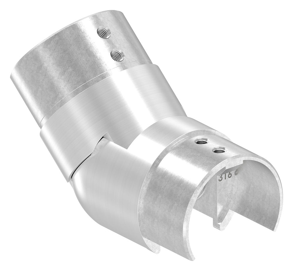 Rohrverbinder aufwärts, flexibel 25 - 55°, für Glasleistenrohr ø 60,3 x 1,5mm, V4A