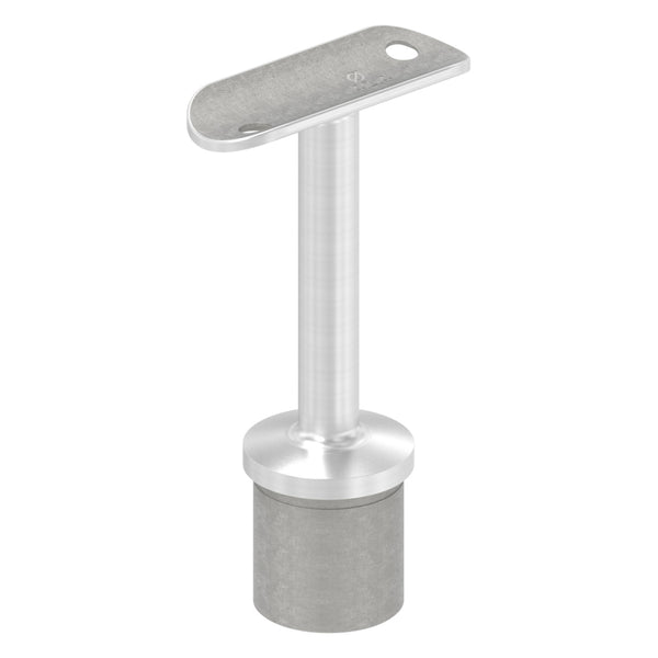 Handlaufstütze aus einem Teil für ø 33,7 x 2,0mm Pfosten, mit Halteplatte für Handlauf ø 42,4mm