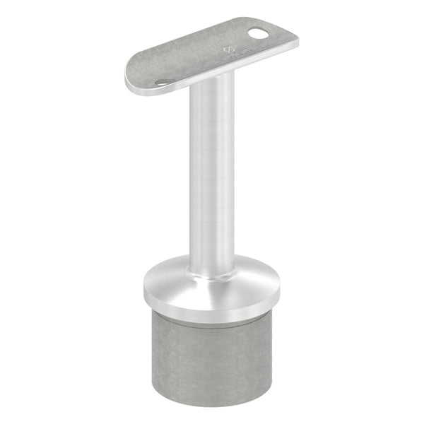 Handlaufstütze aus einem Teil für ø 42,4 x 2,0mm Pfosten, mit Halteplatte für Handlauf ø 42,4mm, in V4A