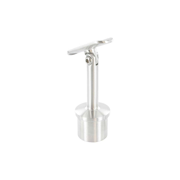 Handlaufstütze aus einem Teil, mit Gelenk, für ø 33,7 x 2,0mm Pfosten, mit Halteplatte für Handlauf ø 42,4mm