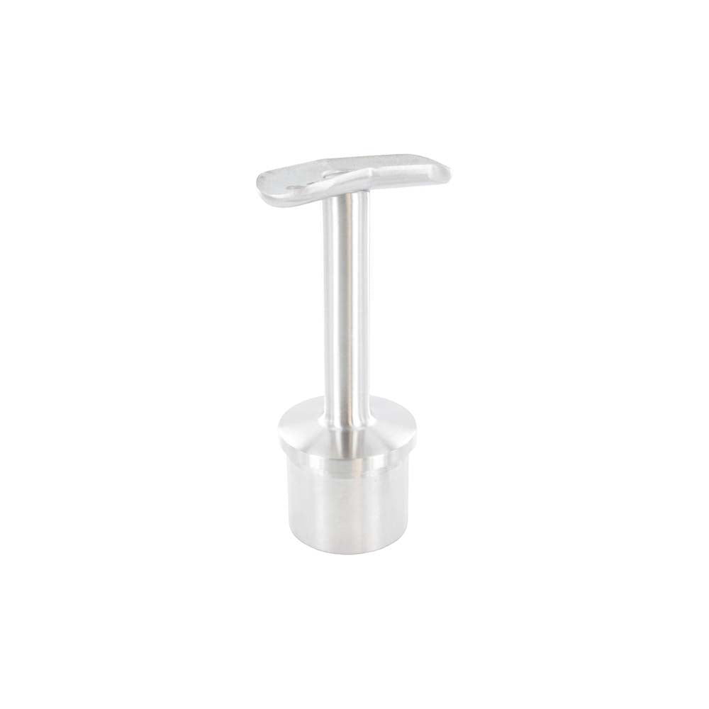 135° Handlaufstütze aus einem Teil für ø 42,4 x 2,5mm Pfosten, mit Halteplatte für Handlauf ø 42,4mm, in V4A