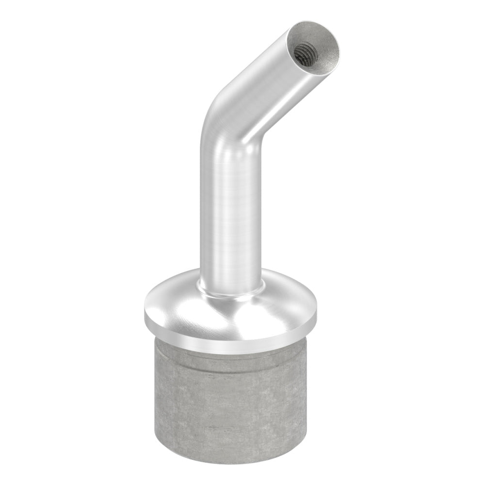 Handlaufstütze aus einem Teil, 135° gebogen, für ø 33,7 x 2,0mm Pfosten, mit M6 Innengewinde