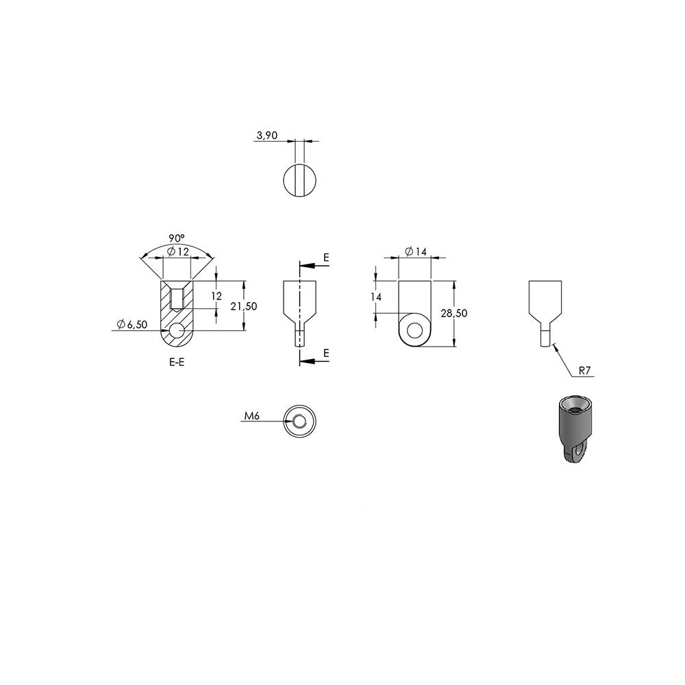 Handlaufstütze ø 14mm, verschraubt variabel zur Pfostenbefestigung, für ø 42,4 x 2,5mm Pfosten an Rohr ø 42,4mm