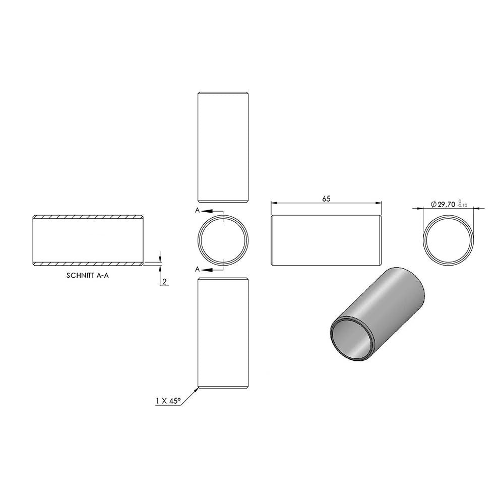 Verbindungshülse zum Einstecken und Kleben, für Rohr 33,7 x 2,0mm