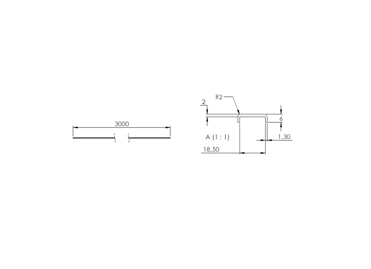Aluminium-Kantenschutzprofil Extra Slim, 22,5 x 6 x 2mm, für Glasstärke 16,00-17,52mm, Länge 3000mm