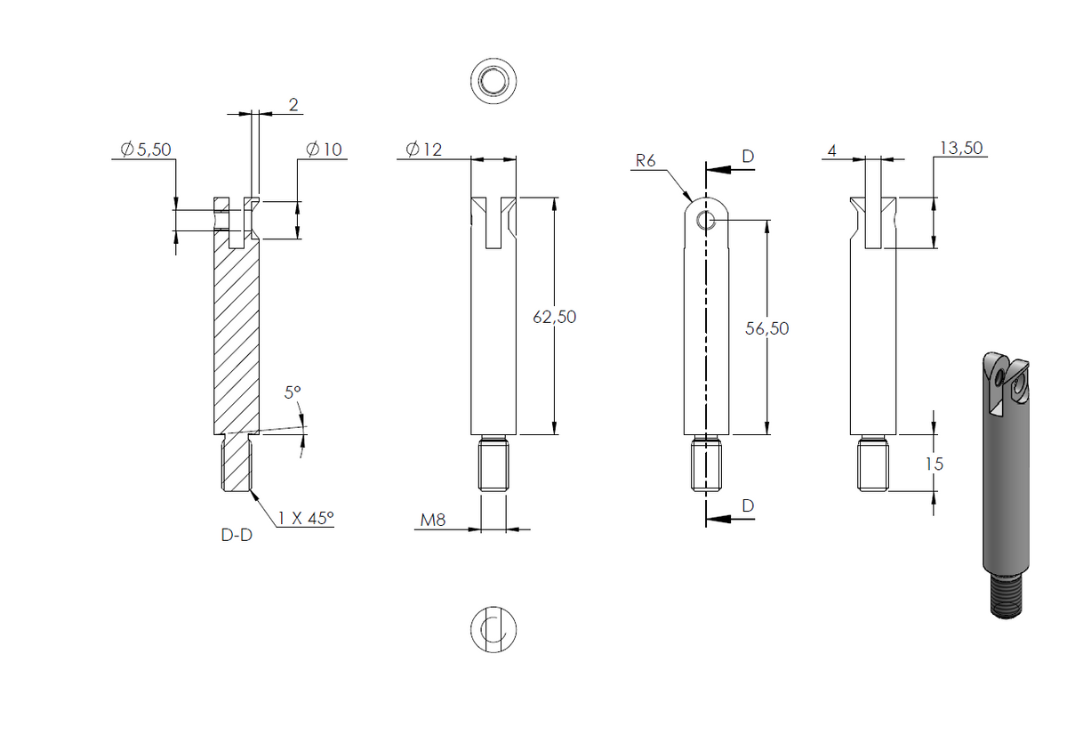 Handlaufstütze ø 12mm, verschraubt variabel zur Pfostenbefestigung, für ø 42,4 x 2,5mm Pfosten an Rohr ø 42,4mm