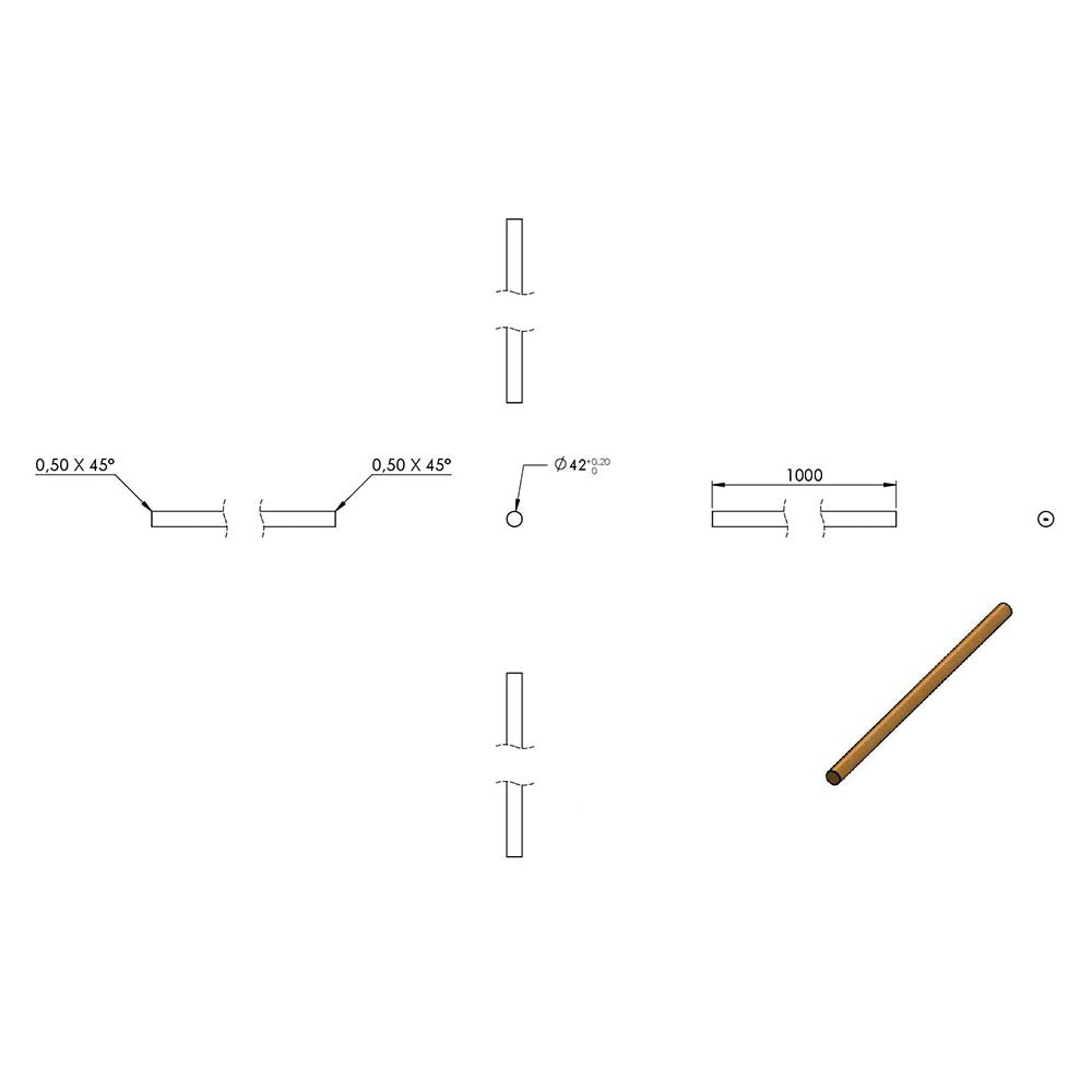 Holzhandlauf Buche, Durchmesser 42mm, L=1000mm, geschliffen und lackiert