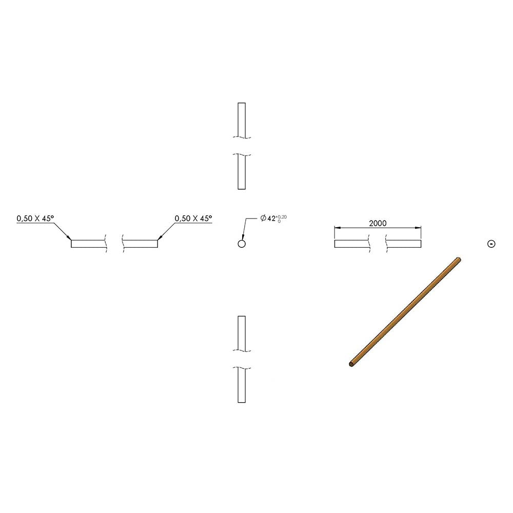 Holzhandlauf Buche, Durchmesser 42mm, L=2000mm, geschliffen und lackiert