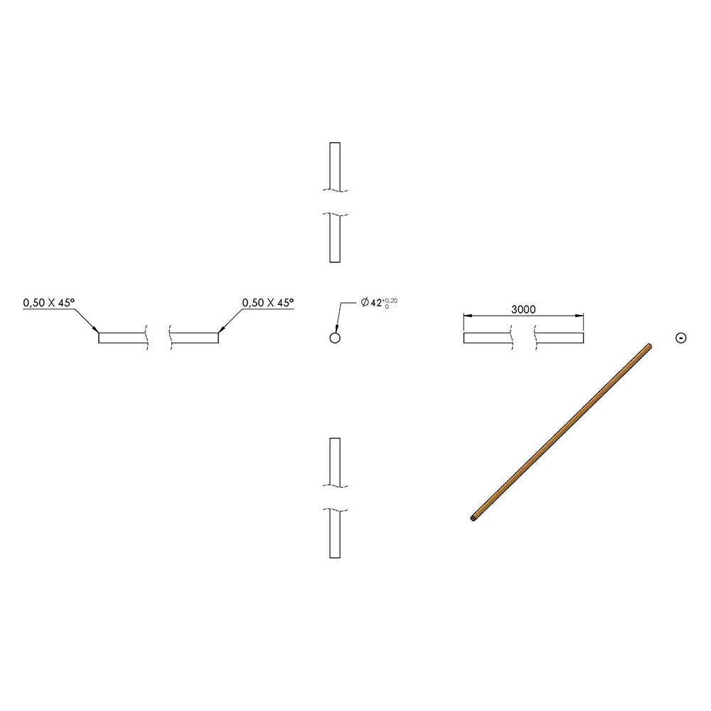 Holzhandlauf Buche, Durchmesser 42mm, L=3000mm, geschliffen und lackiert