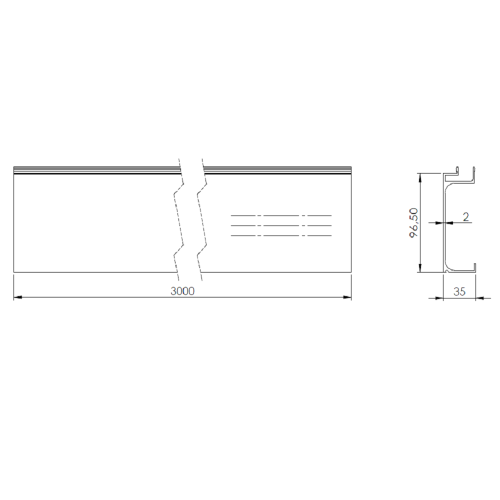Blendleiste für Bodenprofil Seitenmontage Modell 2 3000mm