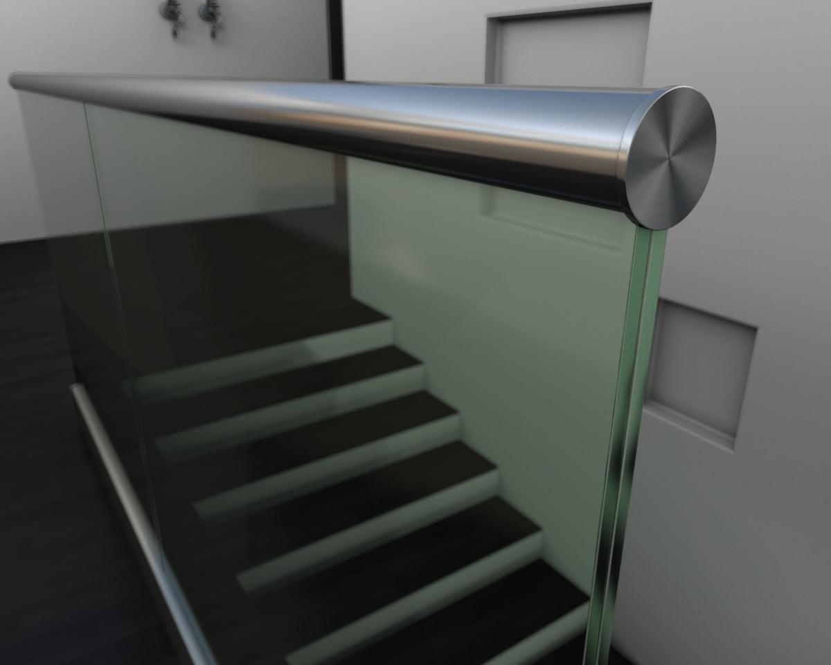 Ganzglasgeländer 6000mm Aufbodenmontage Komplettset, ohne Glas