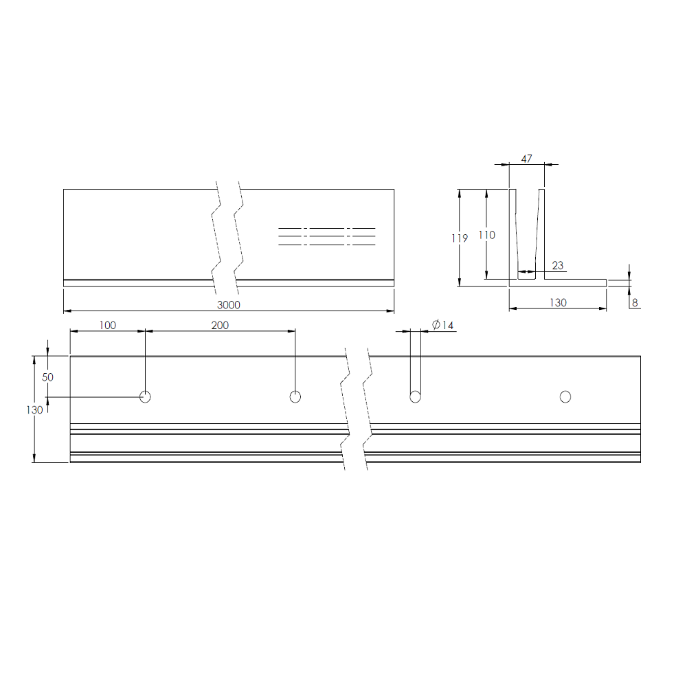 Bodenprofil Aufbodenmontage F-Profil 3000mm, Strong