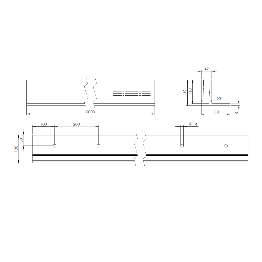Bodenprofil Aufbodenmontage F-Profil 6000mm, Strong