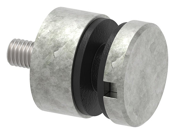 Glas-Punkthalter ø 30mm für Glas 6,0-12,76mm, flacher Anschluss, Zinkdruckguss roh
