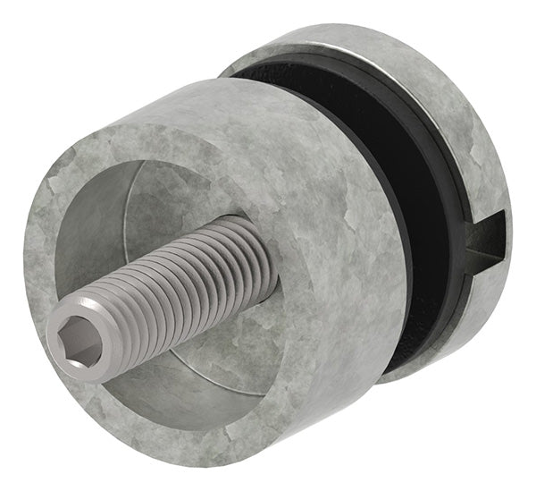 Glas-Punkthalter ø 30mm für Glas 6,0-12,76mm, flacher Anschluss, Zinkdruckguss roh