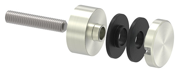 Glas-Punkthalter ø 30mm für Glas 6,0-12,76mm, flacher Anschluss, Zinkdruckguss Edelstahleffekt