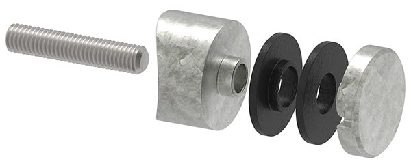 Glas-Punkthalter ø 30mm für Glas 6,0-12,76mm, Anschluss ø 42,4mm, Zinkdruckguss roh