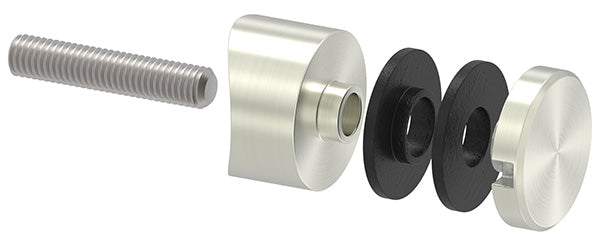 Glas-Punkthalter ø 30mm für Glas 6,0-12,76mm, Anschluss ø 42,4mm, Zinkdruckguss Edelstahleffekt
