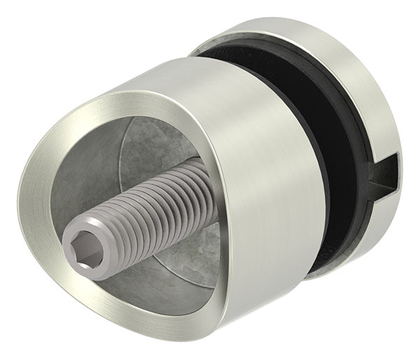 Glas-Punkthalter ø 30mm für Glas 6,0-12,76mm, Anschluss ø 42,4mm, Zinkdruckguss Edelstahleffekt
