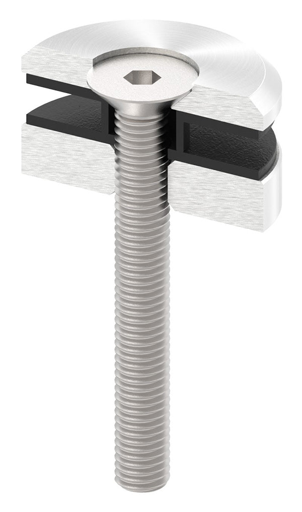 Glas-Punkthalter ø 52mm für Glasstärken 6,00-21,52mm, flacher Anschluss, mit AbP