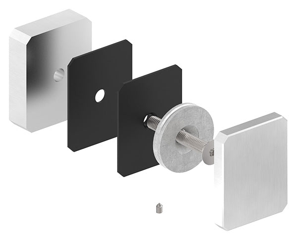 Glas-Punkthalter 63 x 78mm für Glas 8,0-21,52mm, flacher Anschluss, mit AbP