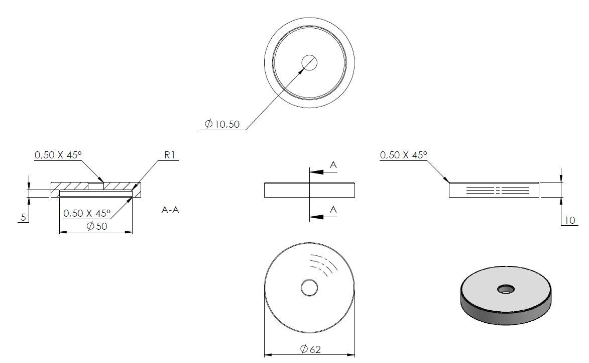 Glas-Punkthalter ø 62mm, Unterteil, Höhe 10mm