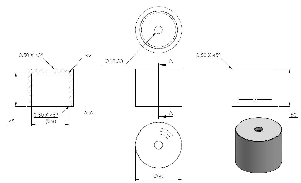 Glas-Punkthalter ø 62mm, Unterteil, Höhe 50mm