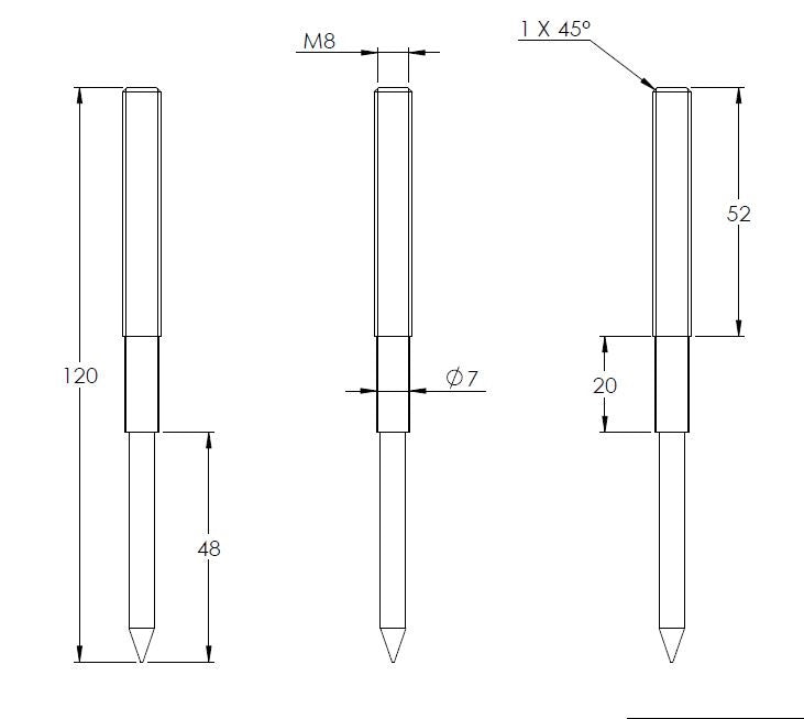 Stockschraube M8 x 120mm, aus V2A Edelstahl