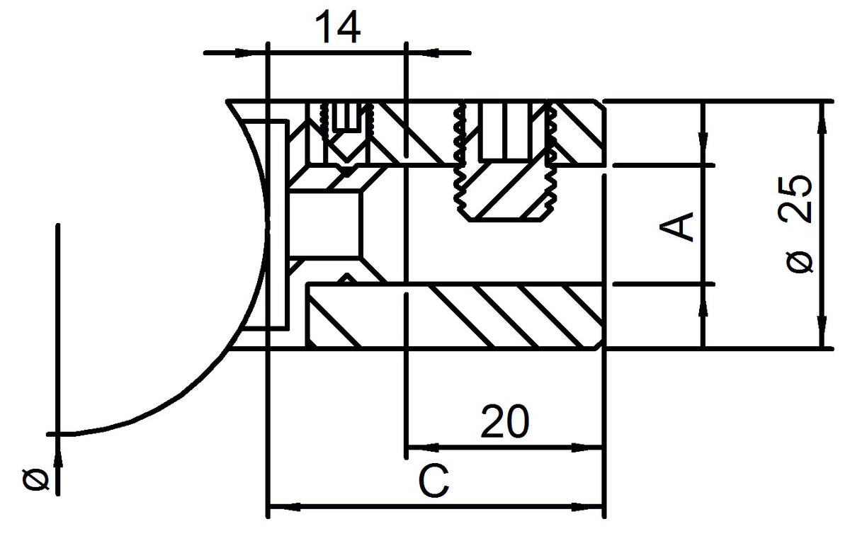 Glasplattenhalter, mit flachem Anschluss, für 4-10,76mm Glas