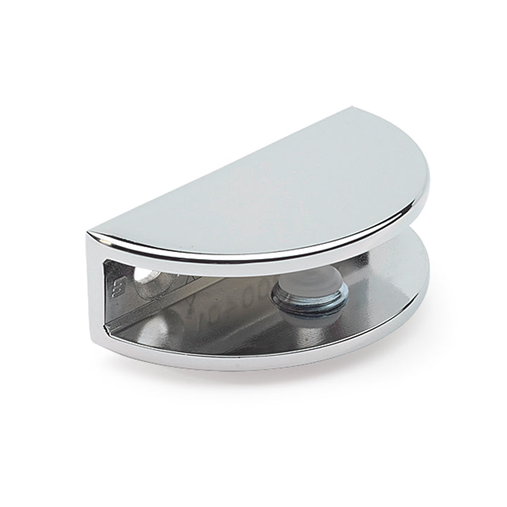 Glashalter halbrund, 50 x 27mm, für 6-10 mm Glas, Zink glanzverchromt
