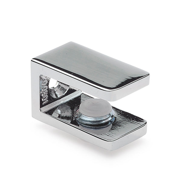 Glashalter eckig, 15 x 27mm, für 6-10 mm Glas, Zink glanzverchromt