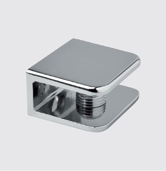 Glashalter eckig, 30 x 27mm, für 6-10 mm Glas, Zink glanzverchromt