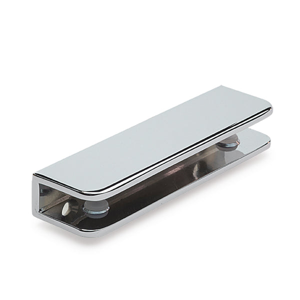 Glashalter eckig, 100 x 27mm, für 6-10 mm Glas, Zink glanzverchromt