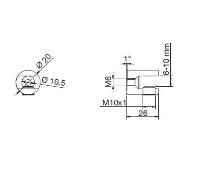 Glasplattenträger rund, ø 20mm x 26mm, für 6-10 mm Glas, Zink glanzverchromt